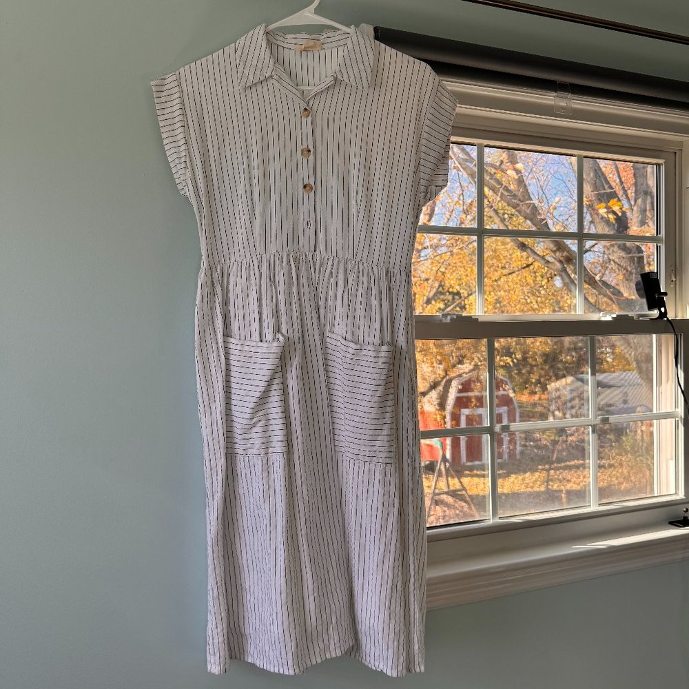 orange creek White Striped Midi Dress